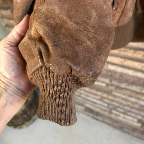 Porsha by Winer Vintage Men’s Suede Bomber Jacket - Distressed Size 44R - Picture 5 of 13